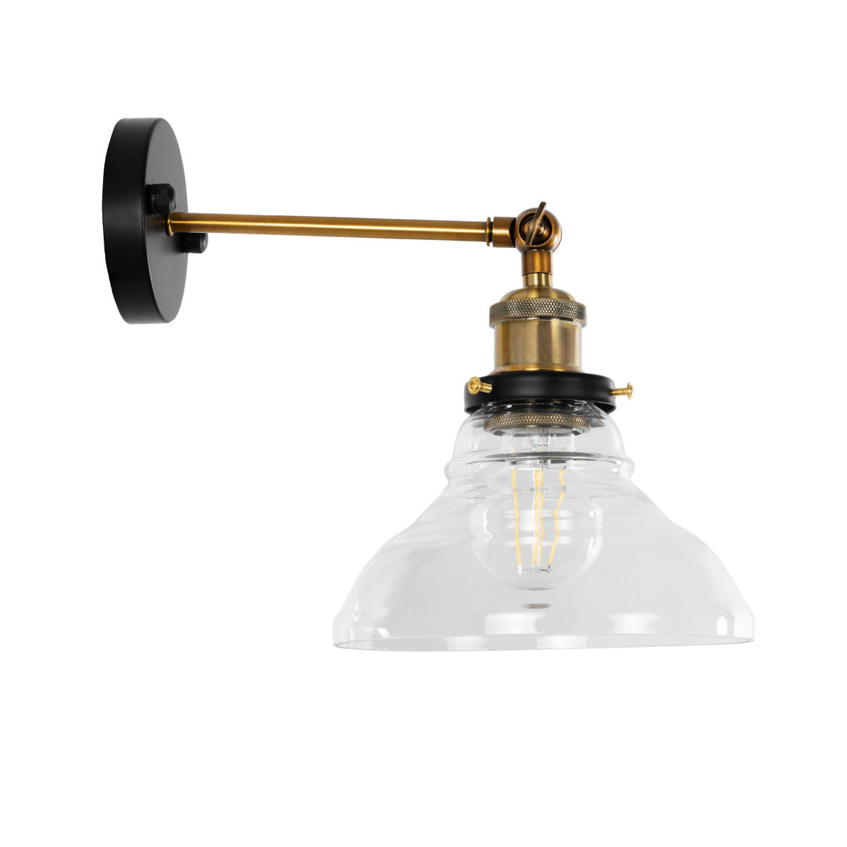 GLOBOSTAR® BINGLEY 01159 Vintage Φωτιστικό Τοίχου - Απλίκα με Ντουί 1 x E27 AC 220-240V IP20 - Διάφανο & Χρυσό - Μ19 x Π30 x Υ24cm - ledmania.gr