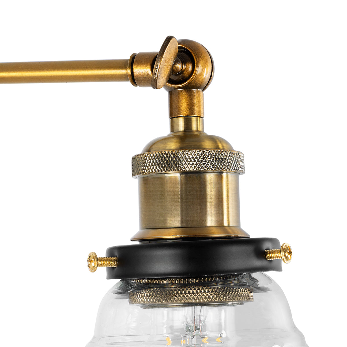 GLOBOSTAR® BINGLEY 01159 Vintage Φωτιστικό Τοίχου - Απλίκα με Ντουί 1 x E27 AC 220-240V IP20 - Διάφανο & Χρυσό - Μ19 x Π30 x Υ24cm - ledmania.gr