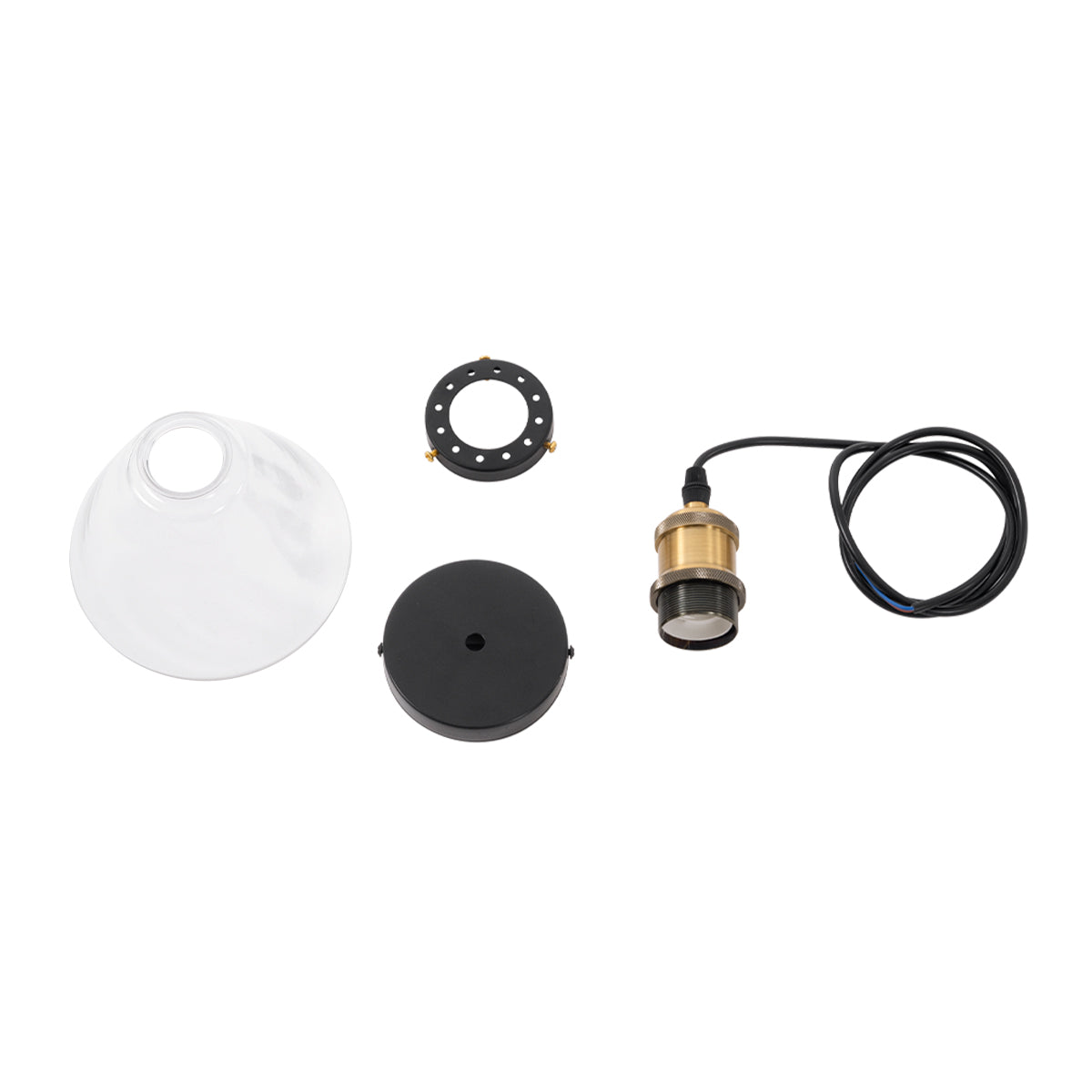 GloboStar® WICKHAM 01169 Vintage Κρεμαστό Φωτιστικό Καμπάνα Μονόφωτο 1 x E27 IP20 Διάφανο Γυαλί με Μαύρο & Χρυσό Μέταλλο - Μ18 x Π18 x Y20cm - ledmania.gr