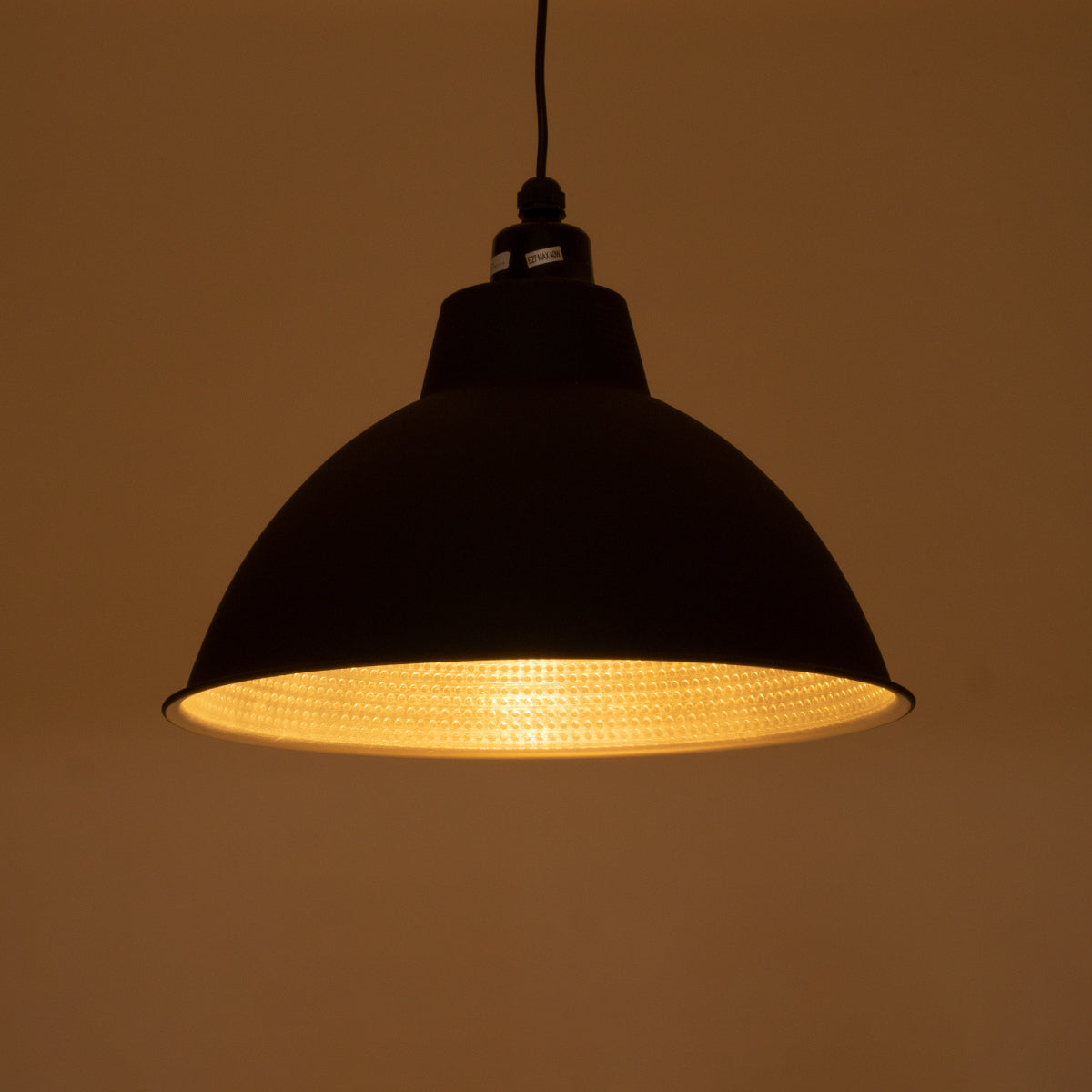 GloboStar® LOUVE 01176 Vintage Κρεμαστό Φωτιστικό Καμπάνα Μονόφωτο 1 x E27 IP20 Μαύρο & Ασημί Μέταλλο - Μ40 x Π40 x Y30cm - ledmania.gr