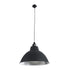 GloboStar® LOUVE 01176 Vintage Κρεμαστό Φωτιστικό Καμπάνα Μονόφωτο 1 x E27 IP20 Μαύρο & Ασημί Μέταλλο - Μ40 x Π40 x Y30cm - ledmania.gr