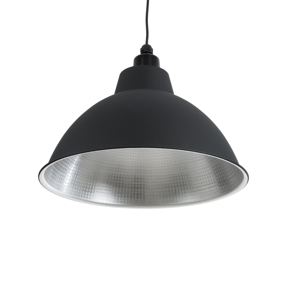 GloboStar® LOUVE 01176 Vintage Κρεμαστό Φωτιστικό Καμπάνα Μονόφωτο 1 x E27 IP20 Μαύρο & Ασημί Μέταλλο - Μ40 x Π40 x Y30cm - ledmania.gr