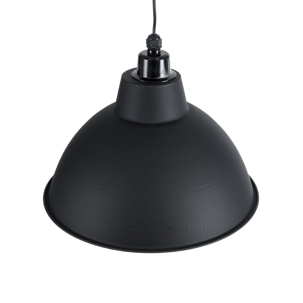 GloboStar® LOUVE 01176 Vintage Κρεμαστό Φωτιστικό Καμπάνα Μονόφωτο 1 x E27 IP20 Μαύρο & Ασημί Μέταλλο - Μ40 x Π40 x Y30cm - ledmania.gr