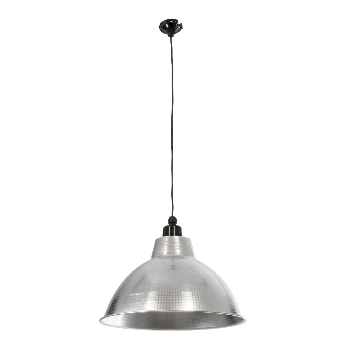 GloboStar® LOUVE 01178 Vintage Κρεμαστό Φωτιστικό Καμπάνα Μονόφωτο 1 x E27 IP20 Ασημί & Μαύρο Μέταλλο - Μ40 x Π40 x Y30cm - ledmania.gr