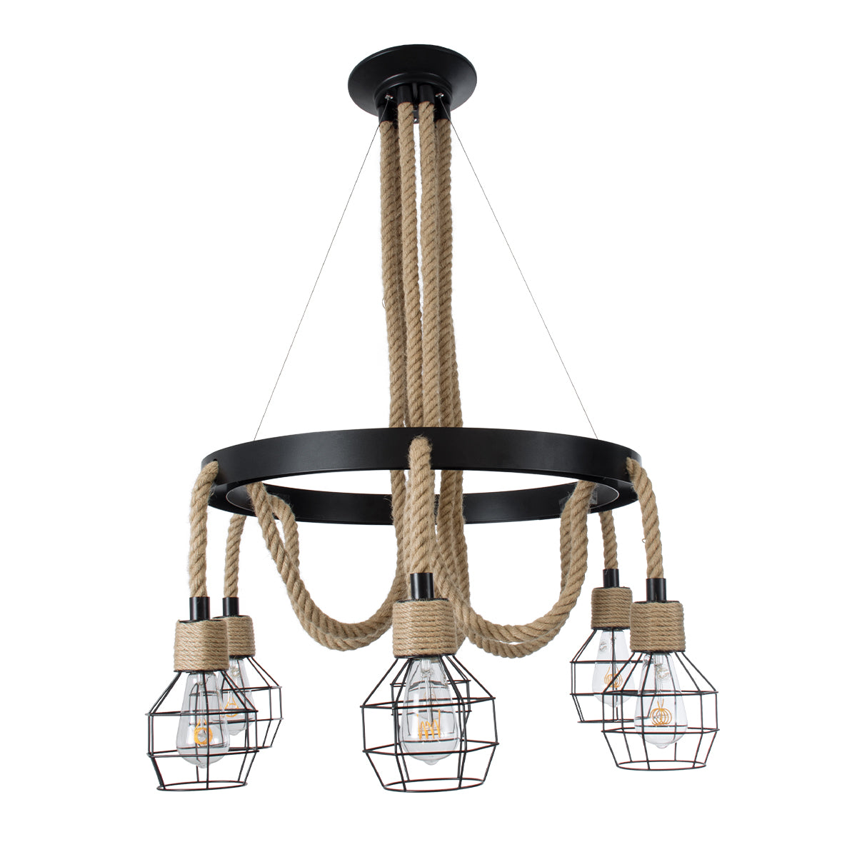 GLOBOSTAR® HELLET 01193 Vintage Κρεμαστό Φωτιστικό Οροφής με Ντουί 6 x E27 AC 220-240V IP20 - Μαύρο & Πράσινο - Μ72 x Π72 x Υ80cm - ledmania.gr