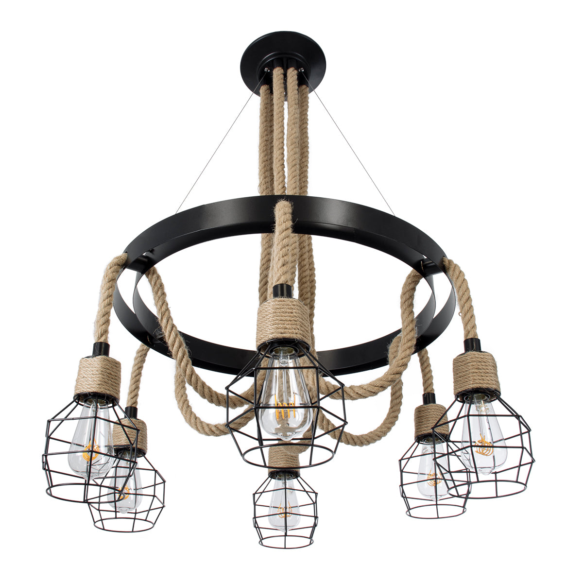 GLOBOSTAR® HELLET 01193 Vintage Κρεμαστό Φωτιστικό Οροφής με Ντουί 6 x E27 AC 220-240V IP20 - Μαύρο & Πράσινο - Μ72 x Π72 x Υ80cm - ledmania.gr