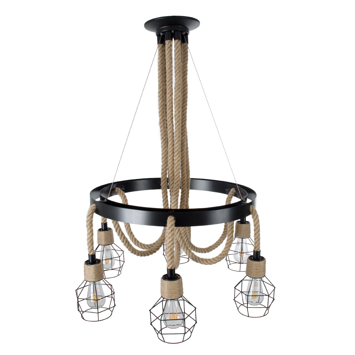 GLOBOSTAR® HELLET 01193 Vintage Κρεμαστό Φωτιστικό Οροφής με Ντουί 6 x E27 AC 220-240V IP20 - Μαύρο & Πράσινο - Μ72 x Π72 x Υ80cm - ledmania.gr