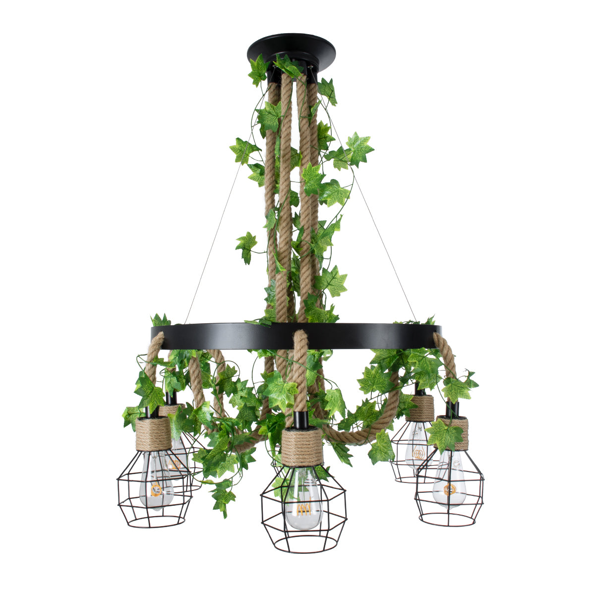 GLOBOSTAR® HELLET 01193 Vintage Κρεμαστό Φωτιστικό Οροφής με Ντουί 6 x E27 AC 220-240V IP20 - Μαύρο & Πράσινο - Μ72 x Π72 x Υ80cm - ledmania.gr