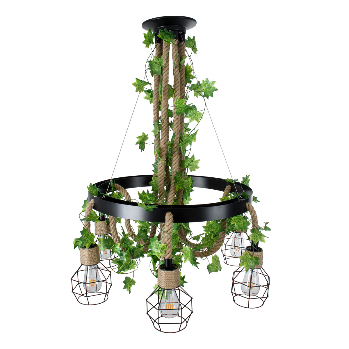 GLOBOSTAR® HELLET 01193 Vintage Κρεμαστό Φωτιστικό Οροφής με Ντουί 6 x E27 AC 220-240V IP20 - Μαύρο & Πράσινο - Μ72 x Π72 x Υ80cm - ledmania.gr