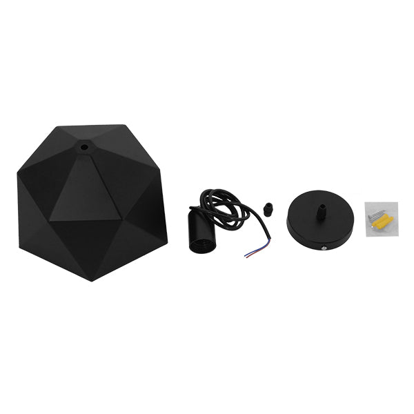 GloboStar® HEXAGON 01194 Μοντέρνο Κρεμαστό Φωτιστικό Οροφής Μονόφωτο Μαύρο - Χρυσό Μεταλλικό Καμπάνα Φ25 x Υ15cm - ledmania.gr