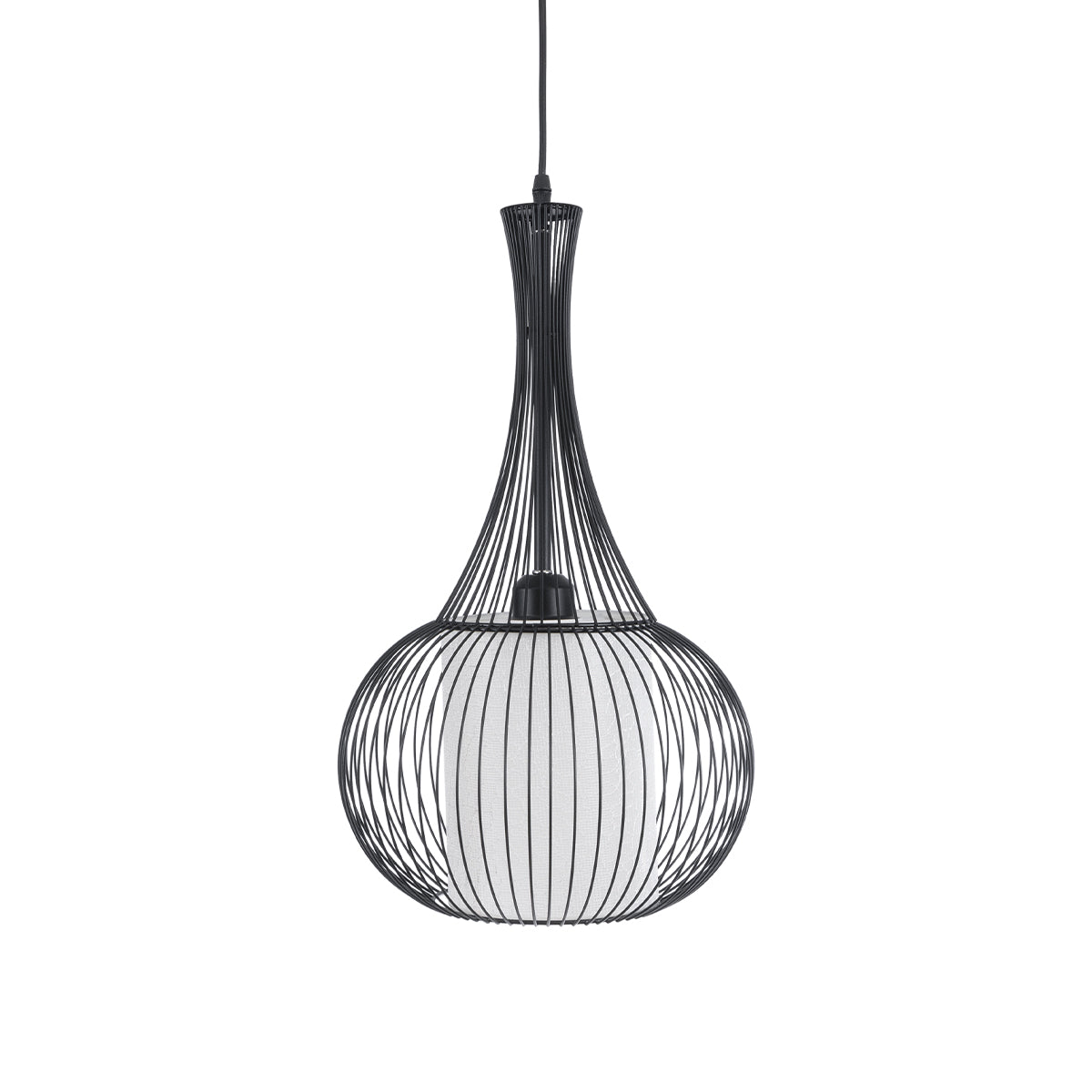 GLOBOSTAR® LILY 01198 Μοντέρνο Κρεμαστό Φωτιστικό Οροφής με Ντουί 1 x E27 AC 220-240V IP20 - Μαύρο & Λευκό - Μ30 x Π30 x Υ50cm - ledmania.gr