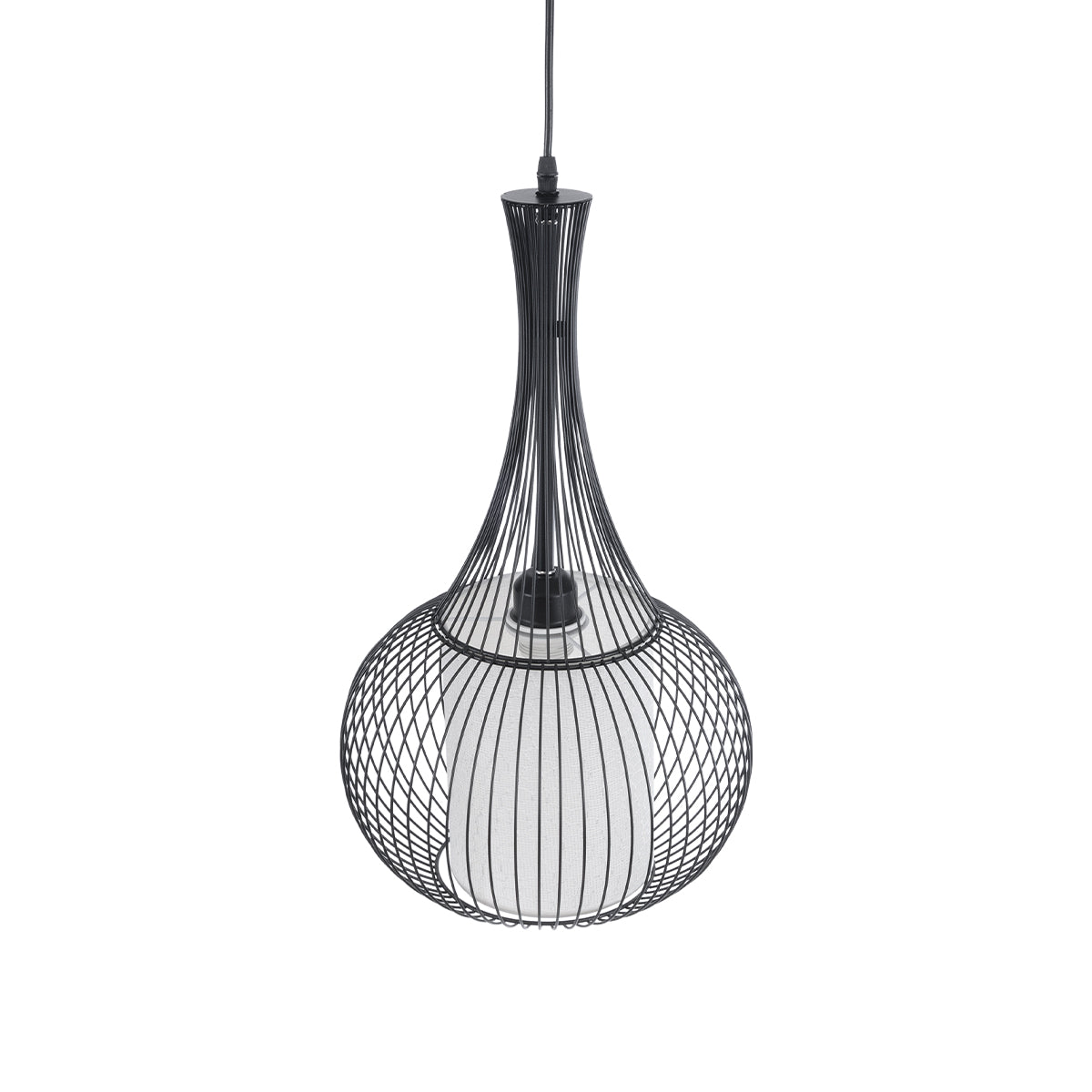 GLOBOSTAR® LILY 01198 Μοντέρνο Κρεμαστό Φωτιστικό Οροφής με Ντουί 1 x E27 AC 220-240V IP20 - Μαύρο & Λευκό - Μ30 x Π30 x Υ50cm - ledmania.gr