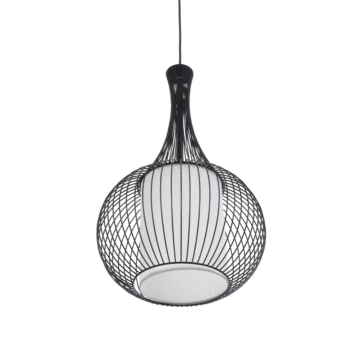 GLOBOSTAR® LILY 01198 Μοντέρνο Κρεμαστό Φωτιστικό Οροφής με Ντουί 1 x E27 AC 220-240V IP20 - Μαύρο & Λευκό - Μ30 x Π30 x Υ50cm - ledmania.gr