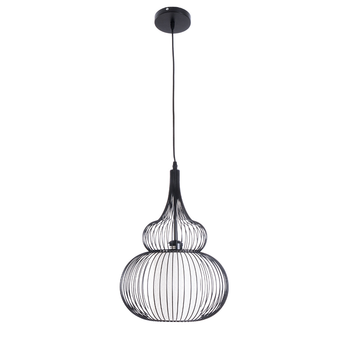 GLOBOSTAR® LILY 01199 Μοντέρνο Κρεμαστό Φωτιστικό Οροφής με Ντουί 1 x E27 AC 220-240V IP20 - Μαύρο & Λευκό - Μ31 x Π31 x Υ42cm - ledmania.gr