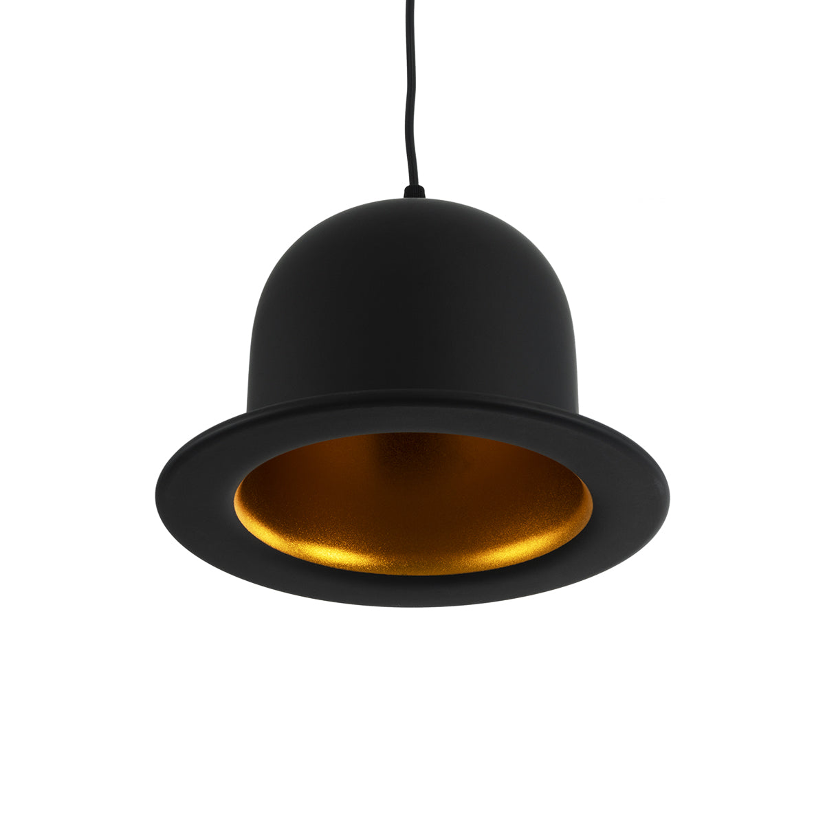 GloboStar® CHARLO 01214 Vintage Κρεμαστό Φωτιστικό Καμπάνα Μονόφωτο 1 x E27 IP20 Μαύρο & Χρυσό Μέταλλο - Μ26 x Π26 x Υ16cm - ledmania.gr