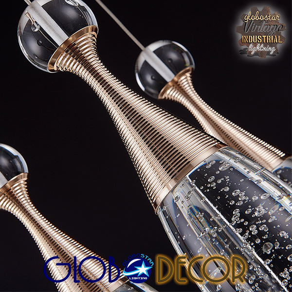 GloboStar® JADORE 01232 Μοντέρνο Κρεμαστό Φωτιστικό Ανάρτηση LED AC 220-240V IP20 Θερμό Λευκό 3000K Χάλκινο Μέταλλο με Διάφανο Γυαλί Μ8 x Π8 x Υ26cm - 2 Χρόνια Εγγύηση - ledmania.gr