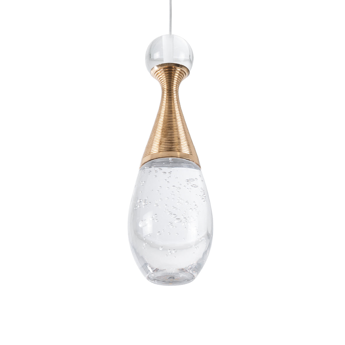 GloboStar® JADORE 01232 Μοντέρνο Κρεμαστό Φωτιστικό Ανάρτηση LED AC 220-240V IP20 Θερμό Λευκό 3000K Χάλκινο Μέταλλο με Διάφανο Γυαλί Μ8 x Π8 x Υ26cm - 2 Χρόνια Εγγύηση - ledmania.gr