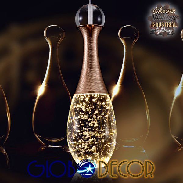 GloboStar® JADORE 01232 Μοντέρνο Κρεμαστό Φωτιστικό Ανάρτηση LED AC 220-240V IP20 Θερμό Λευκό 3000K Χάλκινο Μέταλλο με Διάφανο Γυαλί Μ8 x Π8 x Υ26cm - 2 Χρόνια Εγγύηση - ledmania.gr
