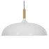 GloboStar® VALLETE 01256 Μοντέρνο Κρεμαστό Φωτιστικό Καμπάνα Μονόφωτο 1 x E27 IP20 Λευκό Μέταλλο με Μπεζ Ξύλο - Μ45 x Π45 x Υ27cm - ledmania.gr