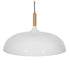GloboStar® VALLETE 01256 Μοντέρνο Κρεμαστό Φωτιστικό Καμπάνα Μονόφωτο 1 x E27 IP20 Λευκό Μέταλλο με Μπεζ Ξύλο - Μ45 x Π45 x Υ27cm - ledmania.gr