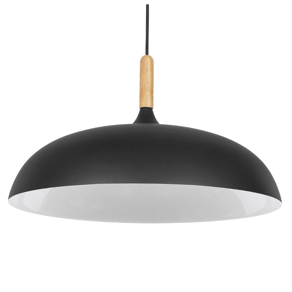GloboStar® VALLETE BLACK 01258 Μοντέρνο Κρεμαστό Φωτιστικό Οροφής Μονόφωτο 1 x E27 Μαύρο Μεταλλικό Καμπάνα Φ45 x Y27cm - ledmania.gr