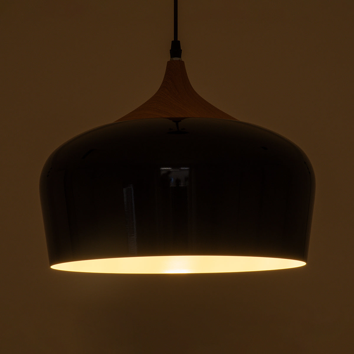 GloboStar® VILI BLACK 01261 Μοντέρνο Κρεμαστό Φωτιστικό Οροφής Μονόφωτο 1 x E27 Μαύρο Μεταλλικό Καμπάνα Φ35 x Y27cm - ledmania.gr