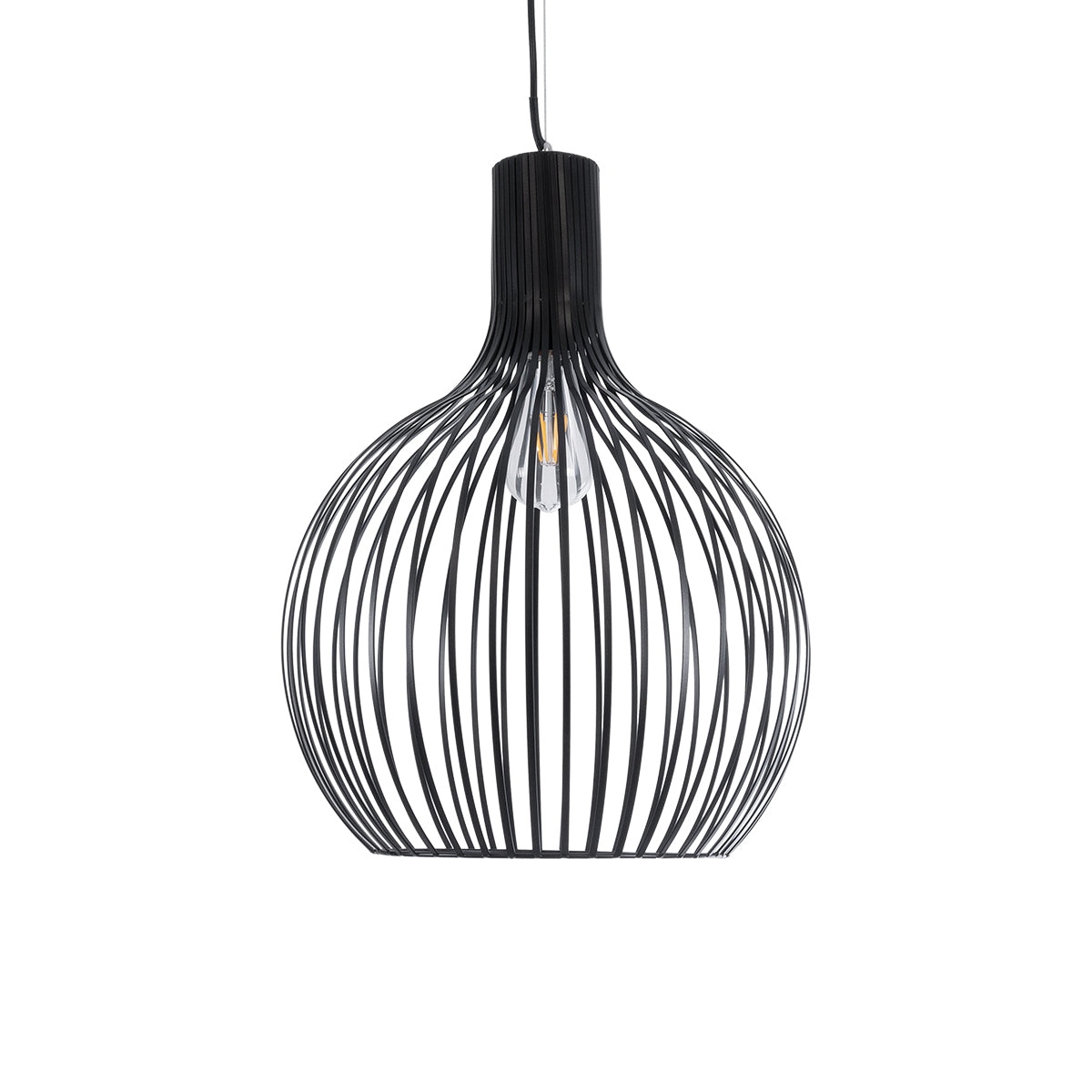 GLOBOSTAR® SCANDI 01266 Μοντέρνο Κρεμαστό Φωτιστικό Οροφής με Ντουί 1 x E27 AC 220-240V IP20 - Μαύρο - Μ38 x Π38 x Υ50cm - ledmania.gr