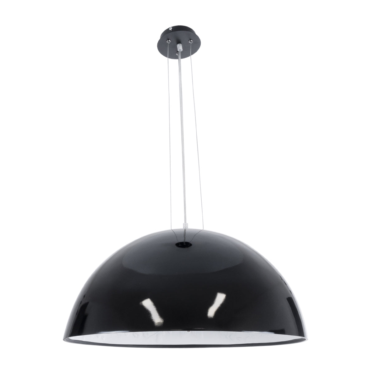 GloboStar® SERENIA 01270 Μοντέρνο Κρεμαστό Φωτιστικό Καμπάνα Μονόφωτο 1 x E27 IP20 Μαύρο Μέταλλο με Λευκό Γύψο - Μ60 x Π60 x Υ30cm - ledmania.gr