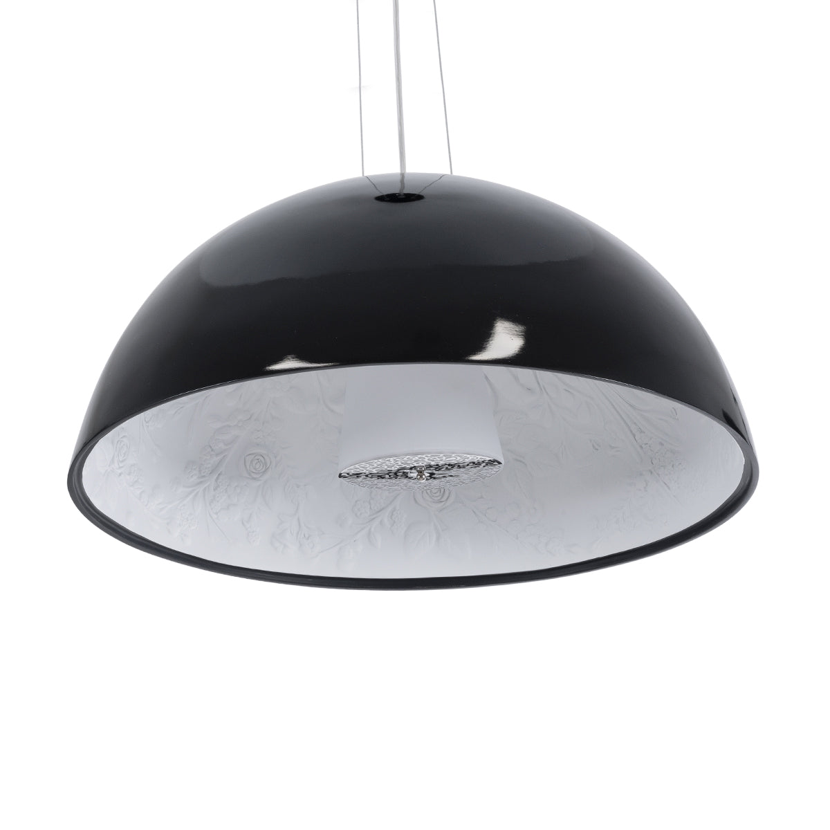 GloboStar® SERENIA 01270 Μοντέρνο Κρεμαστό Φωτιστικό Καμπάνα Μονόφωτο 1 x E27 IP20 Μαύρο Μέταλλο με Λευκό Γύψο - Μ60 x Π60 x Υ30cm - ledmania.gr