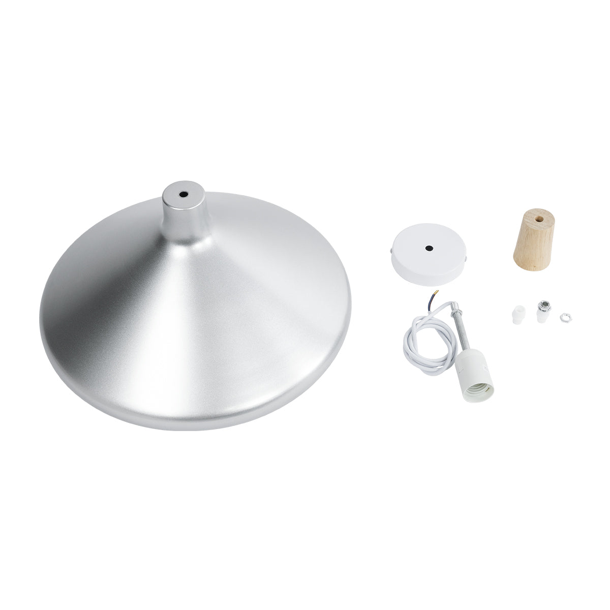 GloboStar® FELICITA 01276 Μοντέρνο Κρεμαστό Φωτιστικό Οροφής Μονόφωτο 1 x E27 AC220-240V IP20 - Φ40 x Υ30cm - Ασημί Μεταλλικό Καμπάνα - ledmania.gr