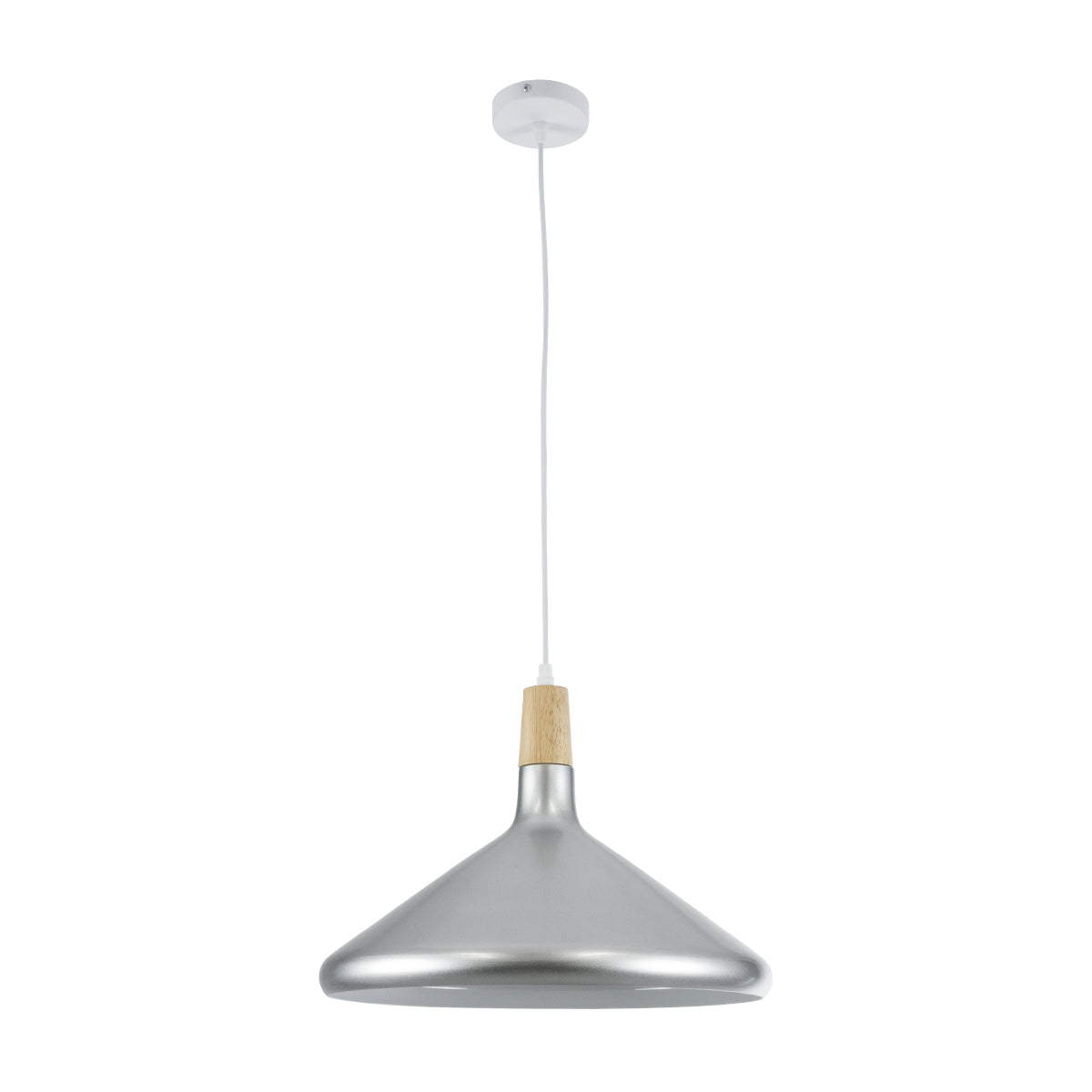 GloboStar® FELICITA 01276 Μοντέρνο Κρεμαστό Φωτιστικό Οροφής Μονόφωτο 1 x E27 AC220-240V IP20 - Φ40 x Υ30cm - Ασημί Μεταλλικό Καμπάνα - ledmania.gr