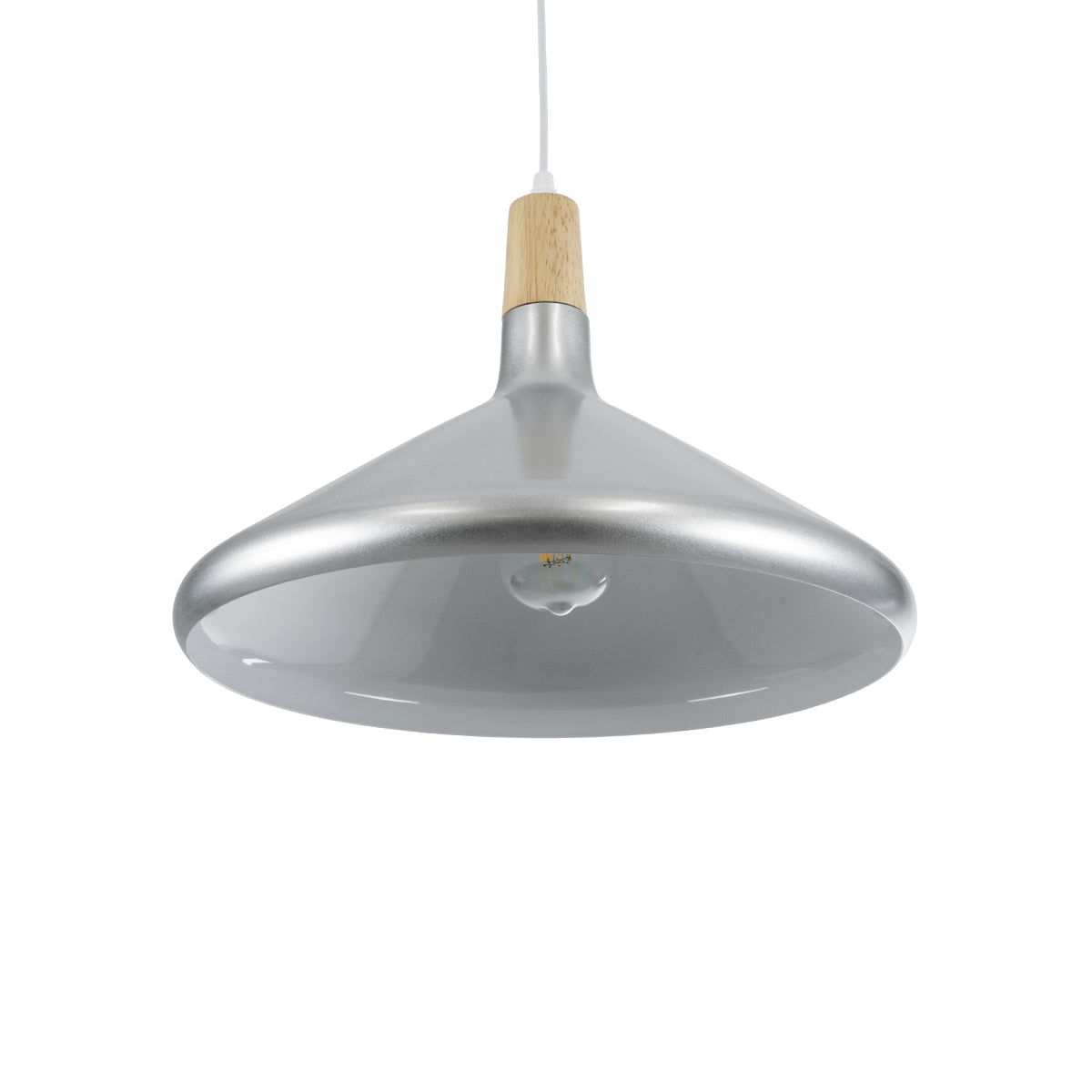 GloboStar® FELICITA 01276 Μοντέρνο Κρεμαστό Φωτιστικό Οροφής Μονόφωτο 1 x E27 AC220-240V IP20 - Φ40 x Υ30cm - Ασημί Μεταλλικό Καμπάνα - ledmania.gr