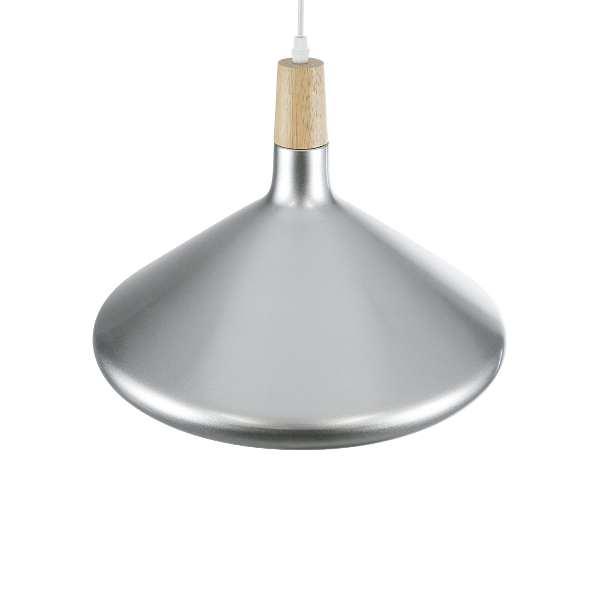 GloboStar® FELICITA 01276 Μοντέρνο Κρεμαστό Φωτιστικό Οροφής Μονόφωτο 1 x E27 AC220-240V IP20 - Φ40 x Υ30cm - Ασημί Μεταλλικό Καμπάνα - ledmania.gr