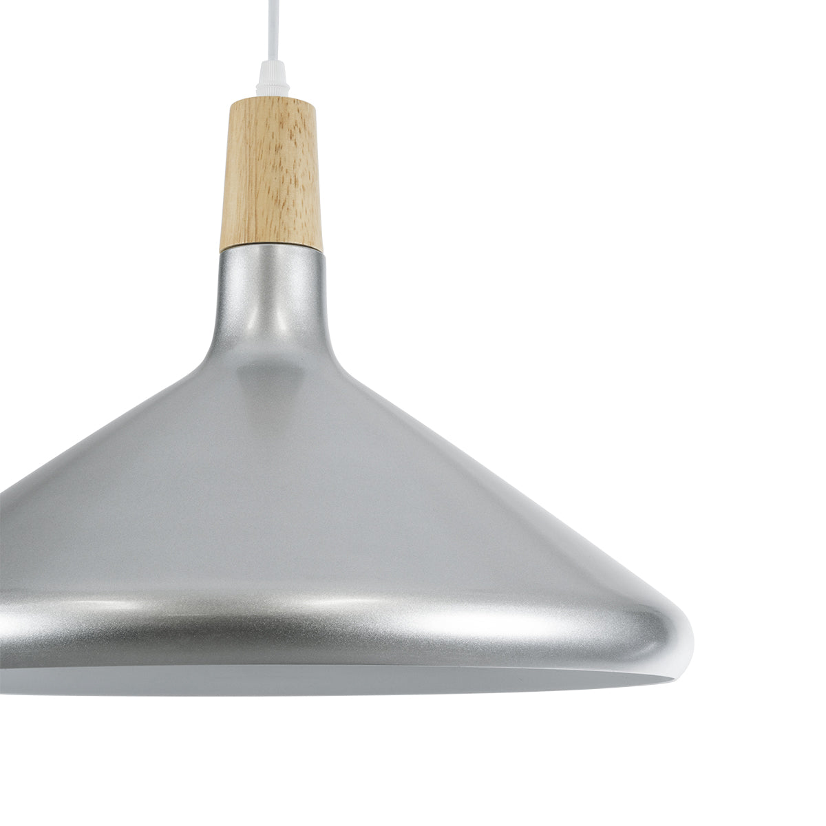 GloboStar® FELICITA 01276 Μοντέρνο Κρεμαστό Φωτιστικό Οροφής Μονόφωτο 1 x E27 AC220-240V IP20 - Φ40 x Υ30cm - Ασημί Μεταλλικό Καμπάνα - ledmania.gr