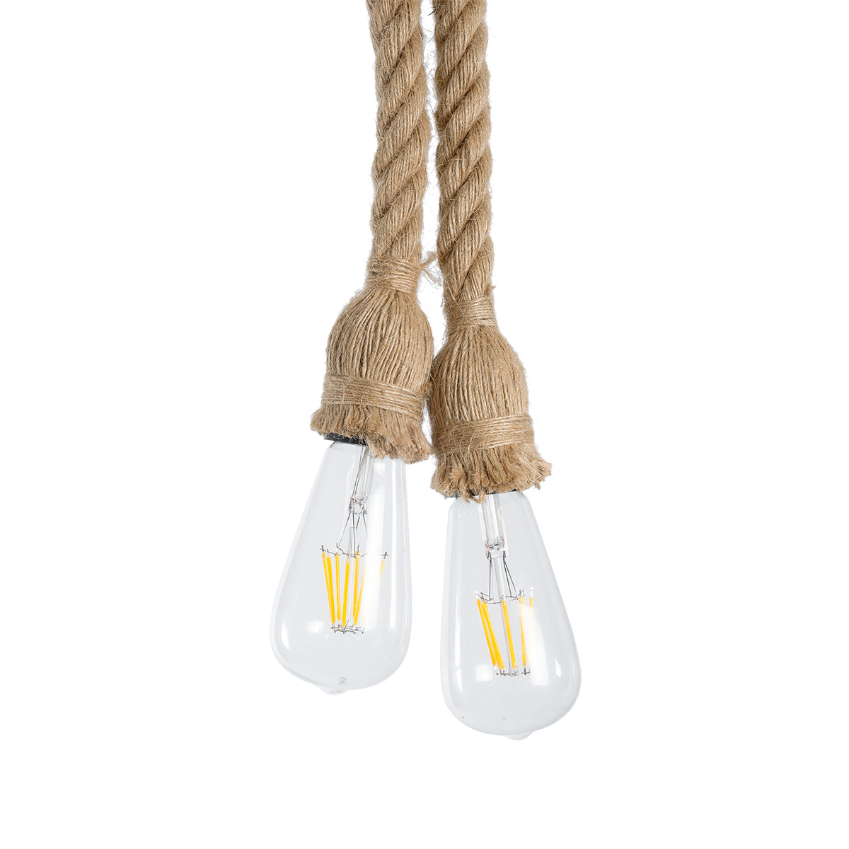 GLOBOSTAR® ROPE 01279 Boho Κρεμαστό Φωτιστικό Οροφής με Ντουί 2 x E27 AC 220-240V IP20 - Μπεζ - Μ30 x Π3.5 x Υ100cm - ledmania.gr