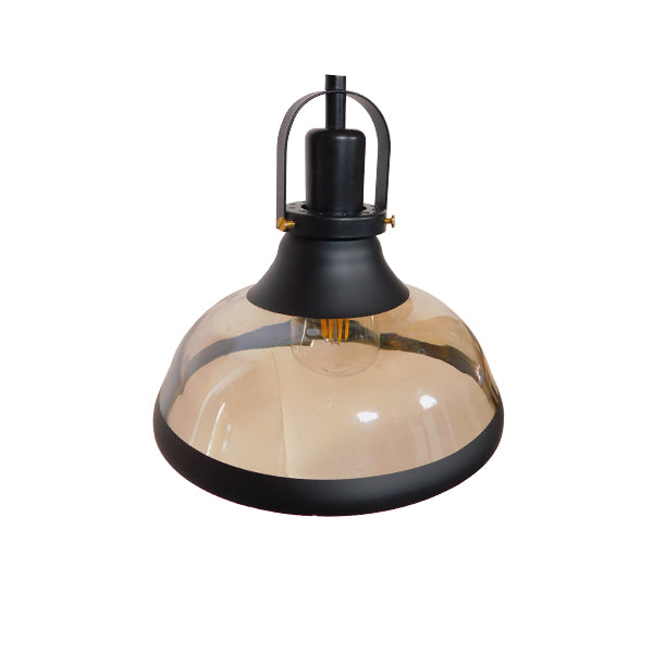 GloboStar® BILLIARD SERIES 01280 Vintage Κρεμαστό Φωτιστικό Φιγούρα Τρίφωτο 3 x E27 IP20 Mαύρο Μέταλλο με Μελί Γυαλί - Μ96 x Π25 x Υ30cm - ledmania.gr