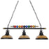 GloboStar® BILLIARD SERIES 01280 Vintage Κρεμαστό Φωτιστικό Φιγούρα Τρίφωτο 3 x E27 IP20 Mαύρο Μέταλλο με Μελί Γυαλί - Μ96 x Π25 x Υ30cm - ledmania.gr