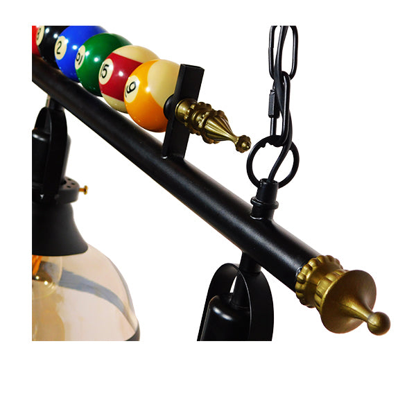 GloboStar® BILLIARD SERIES 01280 Vintage Κρεμαστό Φωτιστικό Φιγούρα Τρίφωτο 3 x E27 IP20 Mαύρο Μέταλλο με Μελί Γυαλί - Μ96 x Π25 x Υ30cm - ledmania.gr