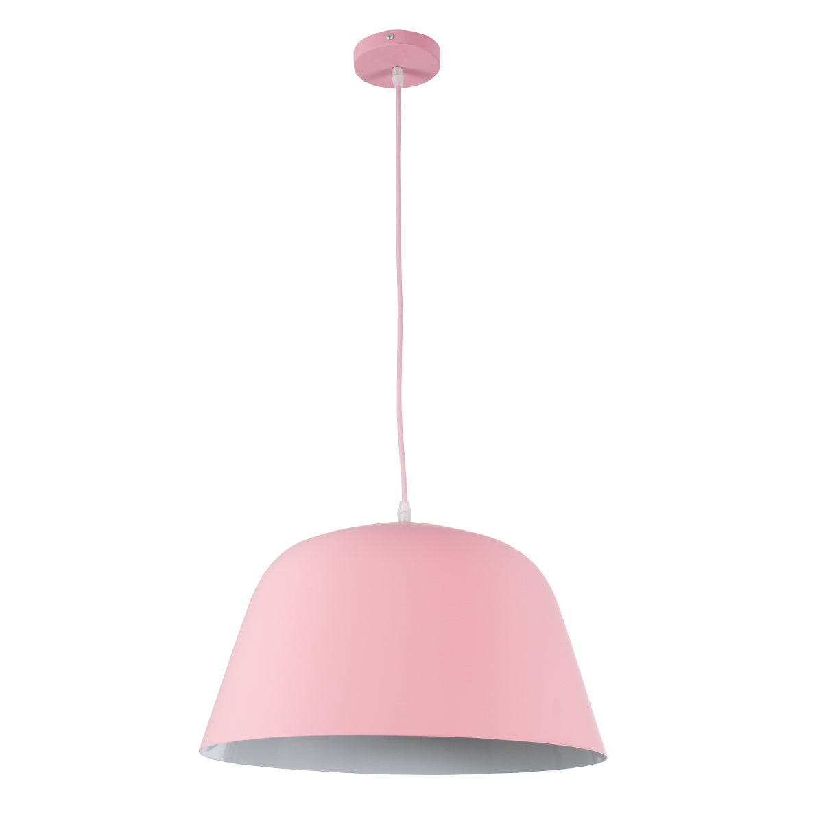 GloboStar® UPVALE 01284 Μοντέρνο Κρεμαστό Φωτιστικό Οροφής Μονόφωτο Ροζ Μεταλλικό Καμπάνα Φ40 x Y24cm - ledmania.gr