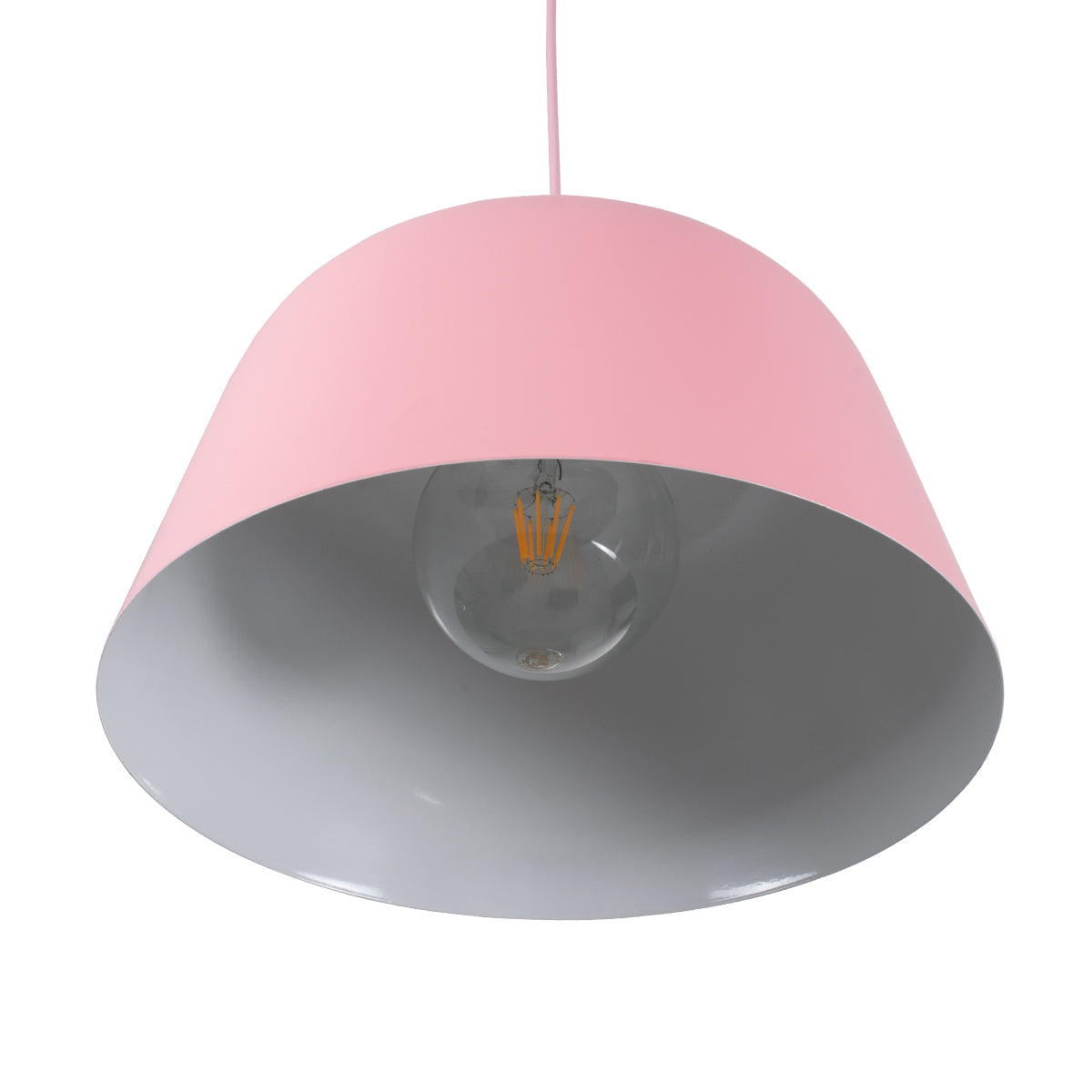 GloboStar® UPVALE 01284 Μοντέρνο Κρεμαστό Φωτιστικό Οροφής Μονόφωτο Ροζ Μεταλλικό Καμπάνα Φ40 x Y24cm - ledmania.gr