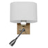 GloboStar® SUTTON 01316 Μοντέρνο Επιτοίχιο Φωτιστικό Απλίκα με LED Βραχίονα Δίφωτο 1 x E27 IP20 Μπεζ Ξύλο, Λευκό Γυαλί με Ασημί Μέταλλο - Μ15 x Π20 x Υ22.5cm - ledmania.gr