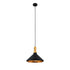 GloboStar® CALYPSO 01334-A Μοντέρνο Κρεμαστό Φωτιστικό Οροφής Μονόφωτο 1 x E27 Μαύρο - Χρυσό Μεταλλικό με Ξύλινη Βάση Καμπάνα Φ36 x Υ30cm - ledmania.gr