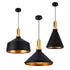 GloboStar® CALYPSO 01334 SET 3 Μοντέρνα Κρεμαστά Φωτιστικά Οροφής Τρίφωτο 3 x E27 Μαύρο - Χρυσό Μεταλλικά με Ξύλινη Βάση Καμπάνα - ledmania.gr