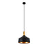GloboStar® CALYPSO 01334-B Μοντέρνο Κρεμαστό Φωτιστικό Οροφής Μονόφωτο 1 x E27 Μαύρο - Χρυσό Μεταλλικό με Ξύλινη Βάση Καμπάνα Φ36 x Υ35cm - ledmania.gr