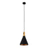 GloboStar® CALYPSO 01334-C Μοντέρνο Κρεμαστό Φωτιστικό Οροφής Μονόφωτο 1 x E27 Μαύρο - Χρυσό Μεταλλικό με Ξύλινη Βάση Καμπάνα Φ25 x Υ40cm - ledmania.gr