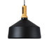 GloboStar® CALYPSO 01334-B Μοντέρνο Κρεμαστό Φωτιστικό Οροφής Μονόφωτο 1 x E27 Μαύρο - Χρυσό Μεταλλικό με Ξύλινη Βάση Καμπάνα Φ36 x Υ35cm - ledmania.gr