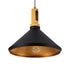 GloboStar® CALYPSO 01334-A Μοντέρνο Κρεμαστό Φωτιστικό Οροφής Μονόφωτο 1 x E27 Μαύρο - Χρυσό Μεταλλικό με Ξύλινη Βάση Καμπάνα Φ36 x Υ30cm - ledmania.gr