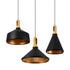 GloboStar® CALYPSO 01334 SET 3 Μοντέρνα Κρεμαστά Φωτιστικά Οροφής Τρίφωτο 3 x E27 Μαύρο - Χρυσό Μεταλλικά με Ξύλινη Βάση Καμπάνα - ledmania.gr