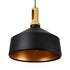 GloboStar® CALYPSO 01334-B Μοντέρνο Κρεμαστό Φωτιστικό Οροφής Μονόφωτο 1 x E27 Μαύρο - Χρυσό Μεταλλικό με Ξύλινη Βάση Καμπάνα Φ36 x Υ35cm - ledmania.gr