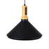 GloboStar® CALYPSO 01334-A Μοντέρνο Κρεμαστό Φωτιστικό Οροφής Μονόφωτο 1 x E27 Μαύρο - Χρυσό Μεταλλικό με Ξύλινη Βάση Καμπάνα Φ36 x Υ30cm - ledmania.gr